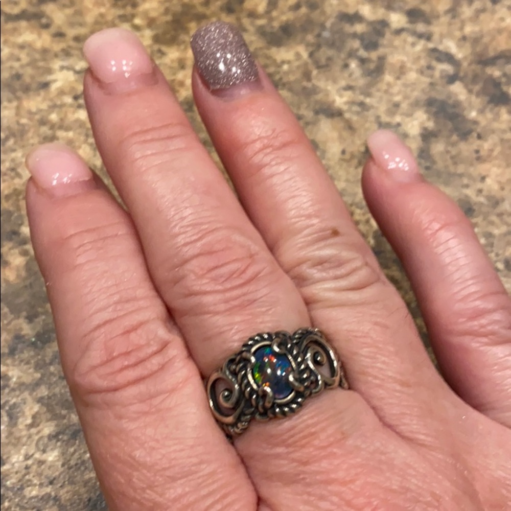 Carolyn Pollock mosaic opal sterling silver ring